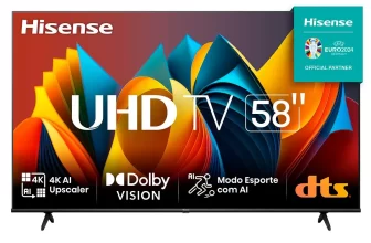 Hisense Smart TV UHD 4K 58 Polegadas 58A6K HDR10+ Dolby Vision Controle por Voz Compatível com Alexa