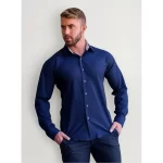 Camisa Social Manga Longa Masculina Lisa Slim Camiseta