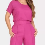 Conjunto Social Feminino Alfaiataria Calça Wide Leg Elegante