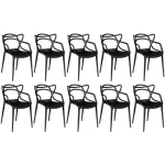 Kit 10 Cadeiras Allegra Master Empilhável Cozinha Jardim Preto Magazine Decor