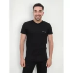 Camiseta Calvin Klein Swimwear V-neck Slim Fit Logo Preta