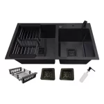 Cuba Gourmet Dupla Quadrada Aço Inox 304 Preta 78x43cm