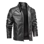 Jaqueta De Couro Masculina Slim Forrada