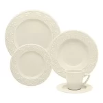 Conjunto De 20 Peças De Pratos De Mesa De Cerâmica Oxford, Copos, Cor Bege/marfim