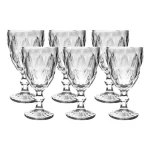 Jogo De Taças Diamante De Vidro 6 Peças 260ml Água Suco