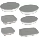 Assadeiras Jogo 6 Assadeiras De Vidro Com Tampa Cor Cinza – Marinex