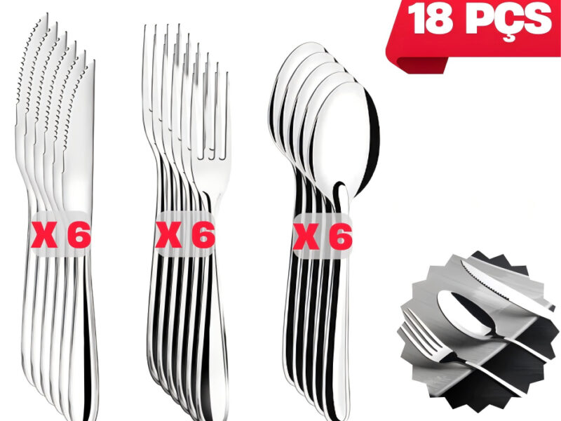 18Peças Jogo De Faca Garfo Colher De Mesa Usado Em Restaurantes E Cozinhas Promoção