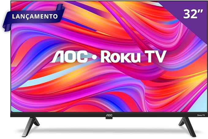 AOC, Smart TV, Roku, 32” HD, 32S5045/78G, com HDMI, USB, Wi-Fi, Conversor Digital