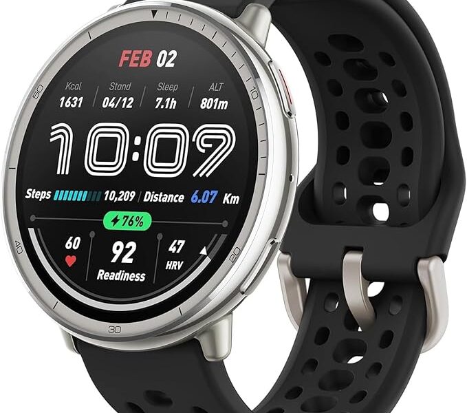 Amazfit Active 2 Smart Watch 44mm, GPS Maps with Direction, Fitness Tracker, 10 Day Battery, 160+ Sport Modes (Black Silicone)