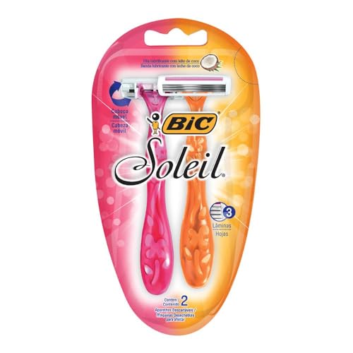 BIC Aparelho De Depilar Soleil Rosa E Laranja 2 Unidades 929994 Dupla Fita Lubrificante Com Leite De Coco