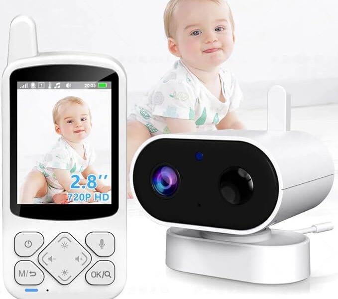 Babá Eletrônica Sem Fio 720p Tela LCD de 2,8″ com Zoom Digita, Monitor de Vídeo Sem Wi-Fi, Áudio Bidirecional, Visão Noturna, Sensor de Temperamento e Vela Ninar 127V/220V