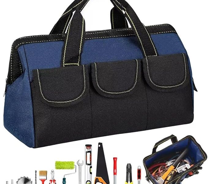 Bolsa de Ferramentas Profissional, 31cm, Equipado com base de borracha impermeável，com Compartimentos Múltiplos，Usado para organização e armazenamento de ferramentas