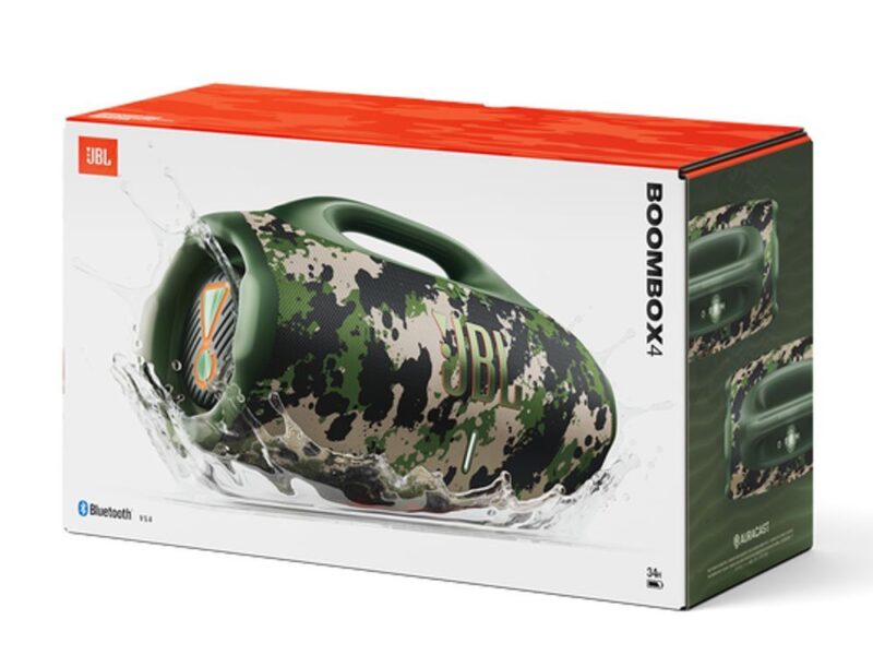 Caixa de Som Bluetooth JBL Boombox 4 Camuflada IP68 À prova d’Água e Resistente a Poeira