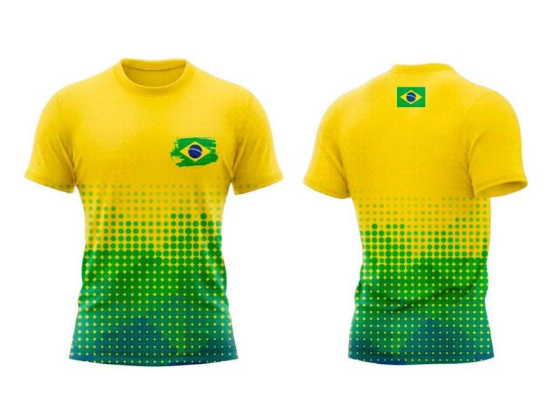 Camiseta Masculina do Brasil Especial da Copa Dry Fit Manga Curta Amarela – Mar Negro