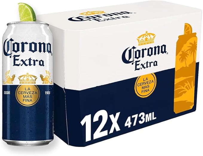 Cerveja Corona Extra Lata 473ml – Pack com 12 unidades