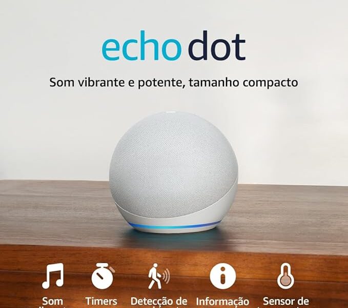 Echo Dot (Geração mais recente) | Smart speaker com Alexa, som vibrante e potente, Wi-Fi e Bluetooth | Cor Branca