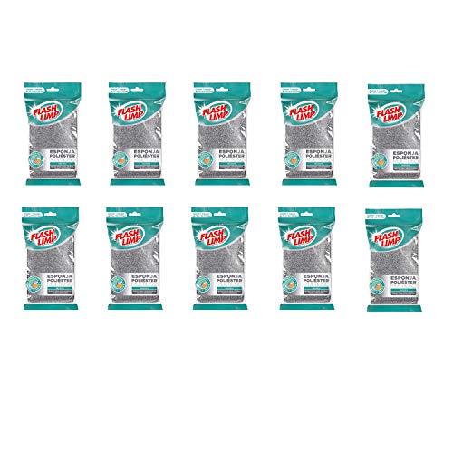 Flash Limp – Kit Com 10 Esponjas Multiuso Poliéster Limpa Sem Riscar – EP1416360-10