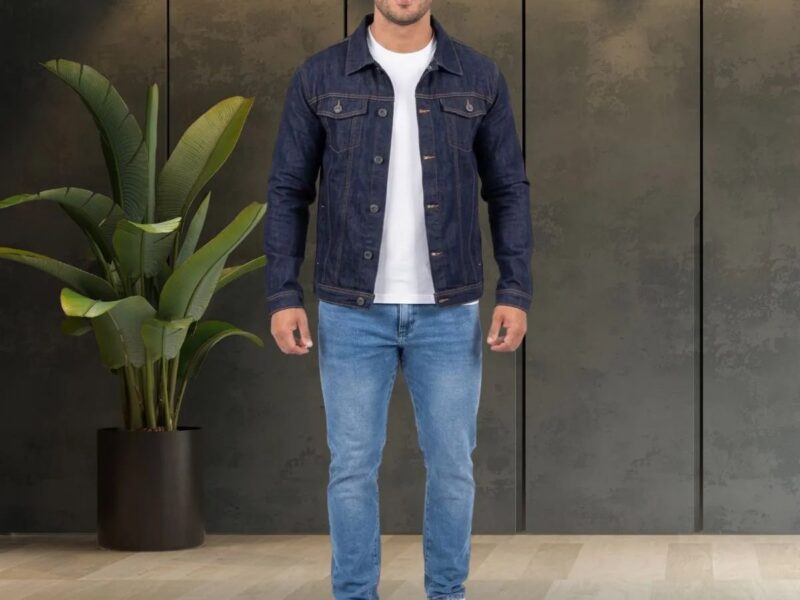 Jaqueta Jeans Masculina Sarja Bolsos Funcionais Resistente