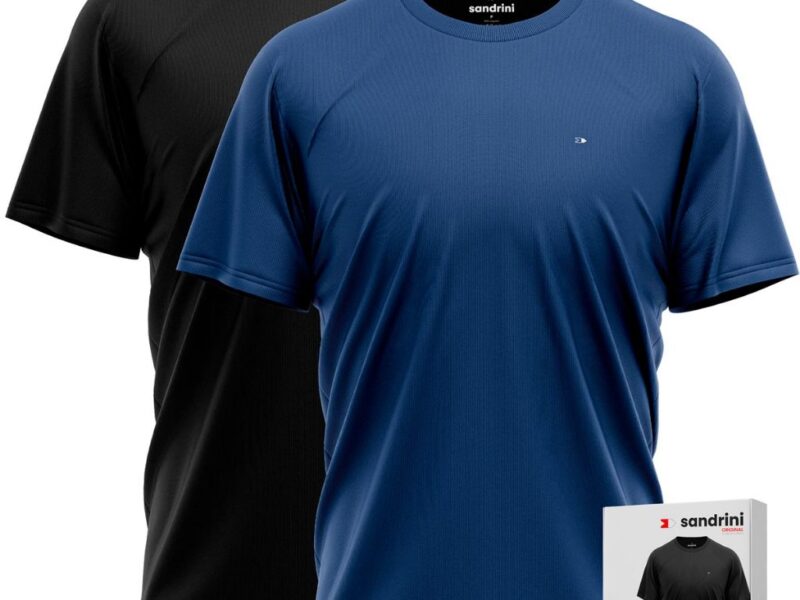 Kit 2 Camisetas Fitness Dry Fit Premium Sandrini Manga Curta Treino UV