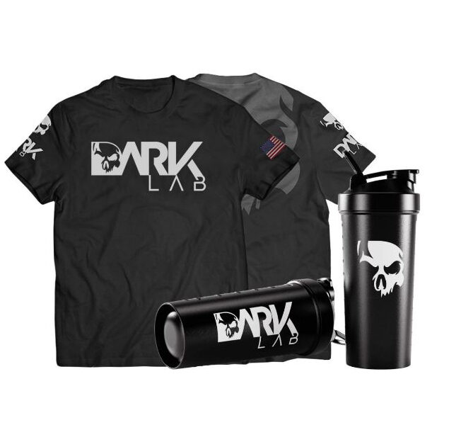 Kit Camiseta Caveira Dry-Fit + Coqueteleira Fuse 700ml Preta Dark Lab