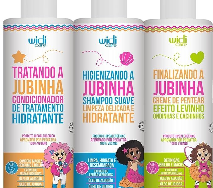 Kit Infantil Widi Care Jubinha Shampoo Condicionador Creme de Pentear Levinho 300ml
