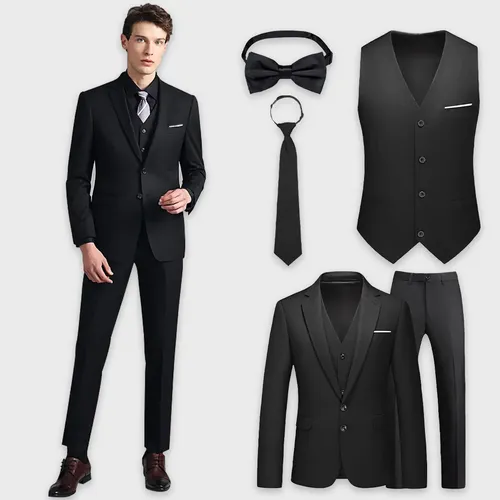 Kit Terno Masculino 5 Peças,blazer,colete,calça+acessórios
