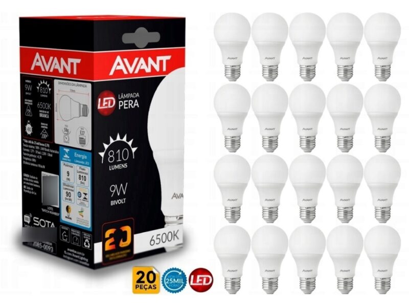 Kit com 10 Lâmpadas Led 9W Bivolt Branco Frio 6500K Avant