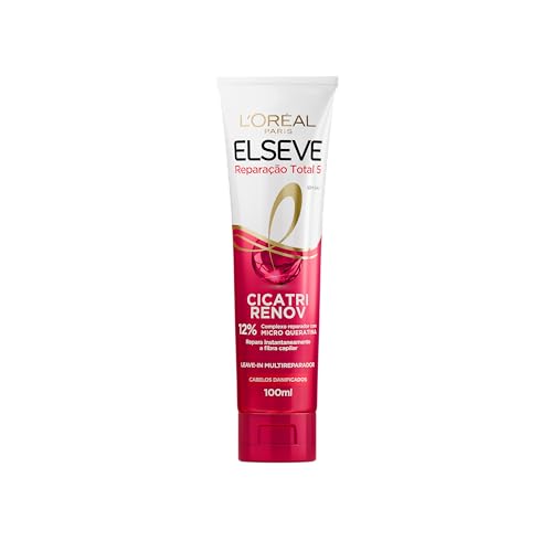 Leave-In L’Oréal Paris Elseve Reparação Total 5 Cicatri Renov, Reparação Instantânea, Desembaraço Imediato, Repara os Danos Fio a Fio, Para Todos os Tipos de Cabelo 100ml