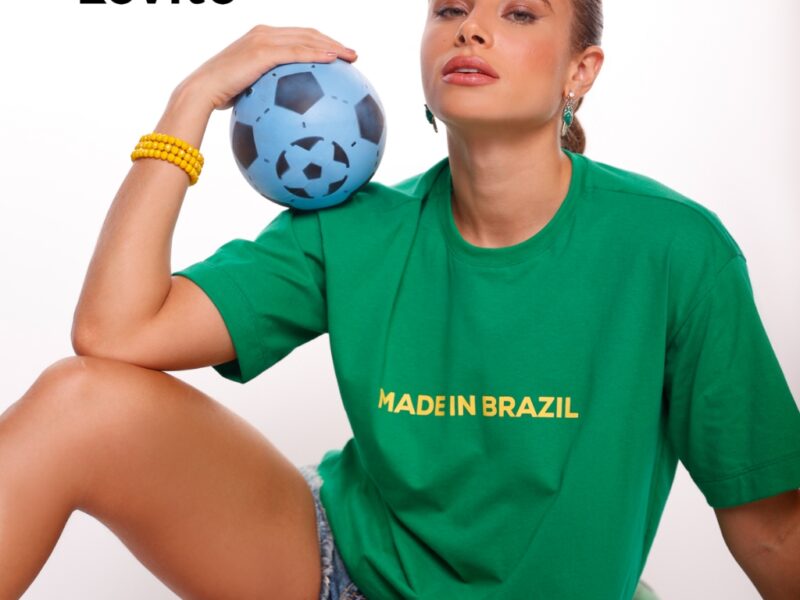 Lovito Camiseta Casual Feminina Brasil Core Copa do Mundo TSB17351765