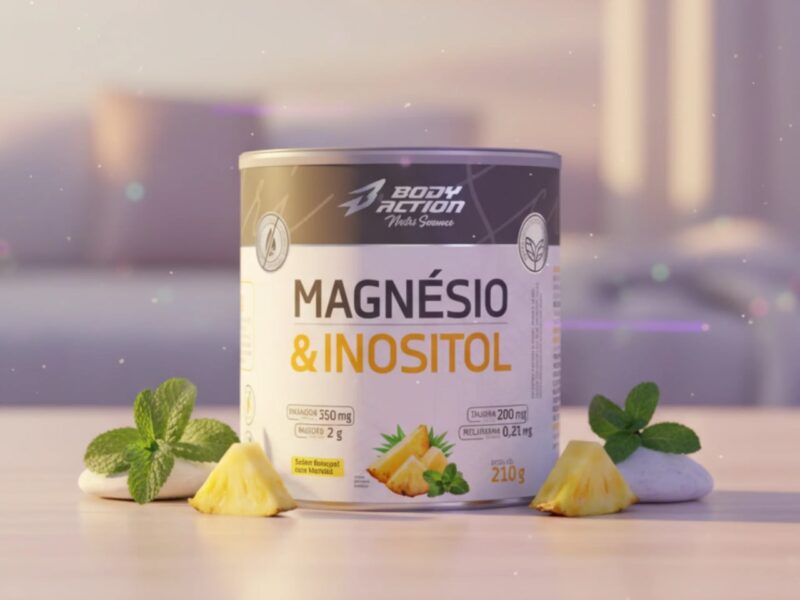 Magnésio E Inositol Taurina Melatonina 210g Bodyaction Sabor Abacaxi C/ Hortelã