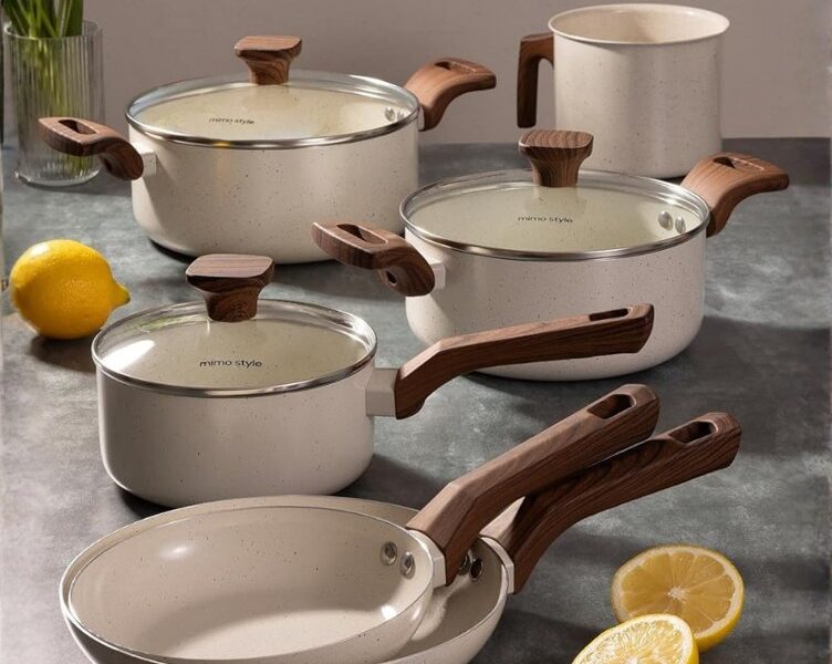 Mimo Style, Conjunto de 6 Panelas Pratic Cook Marmol Compatível com Fogão por Indução