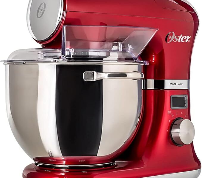 Oster Batedeira Planetária Digital, Bowl Inox, 5L, 110V, Vermelha, 1000W, OBAT911
