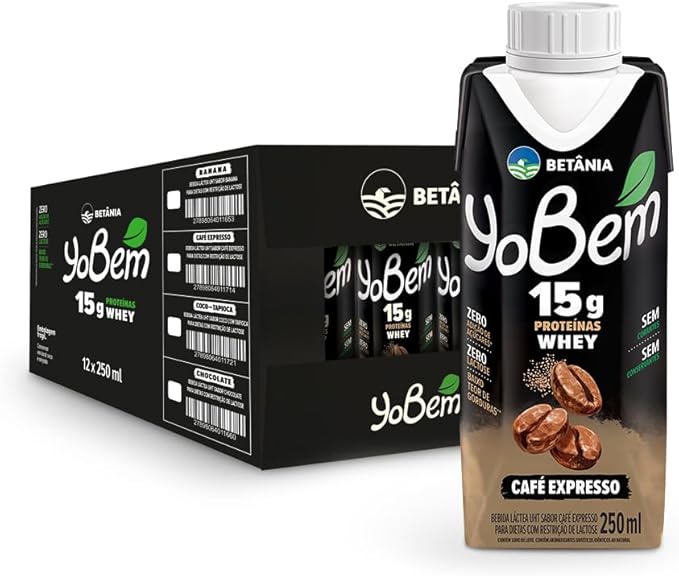 Pack YoBem Bebida Proteica Café Expresso 15g de Proteínas Whey – 12 Unidades