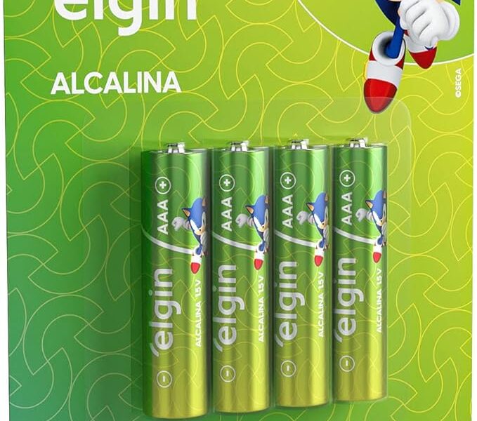 Pilha Alcalina, Elgin, Palito AAA, Blister com 4