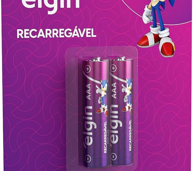 Pilha Recarregável Ni-MH AAA-900mAh blister com 2 pilhas, Elgin, Baterias, 82168