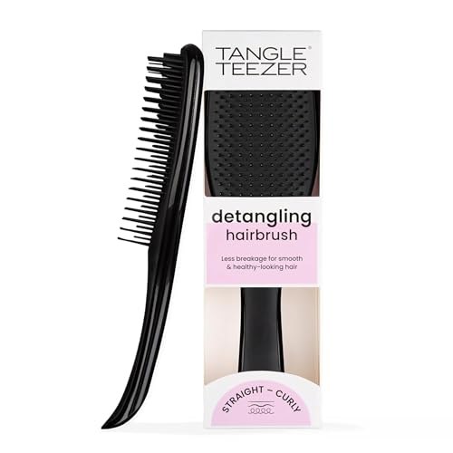 Tangle Teezer – Escova de cabelo desembaraçadora The Wet Detangler Black para todos os tipos de cabelo, seco e úmido. Cor: Preta