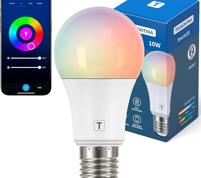 Tramontina Lâmpada Smart​ LED Inteligente E27​ 10W Wi-Fi + Bluetooth​ 16 Milhões de Cores – Compatível com Alexa e Google Assistente
