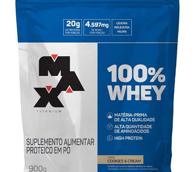 100% Whey Refil (900g) – Cookies and Cream – Max Titanium, Max Titanium