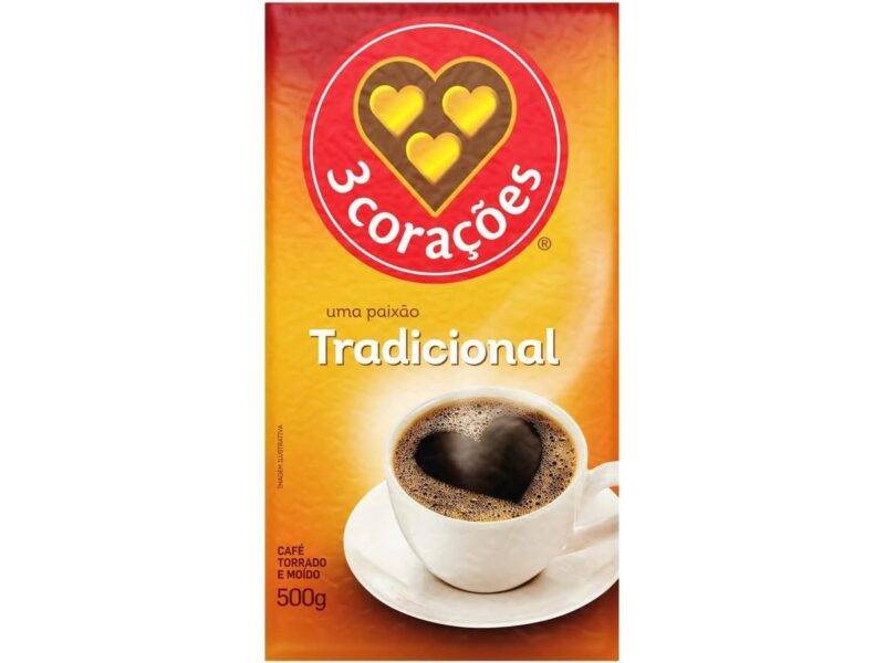 3 Corações Café Torrado e Moído Tradicional, 500g vácuo