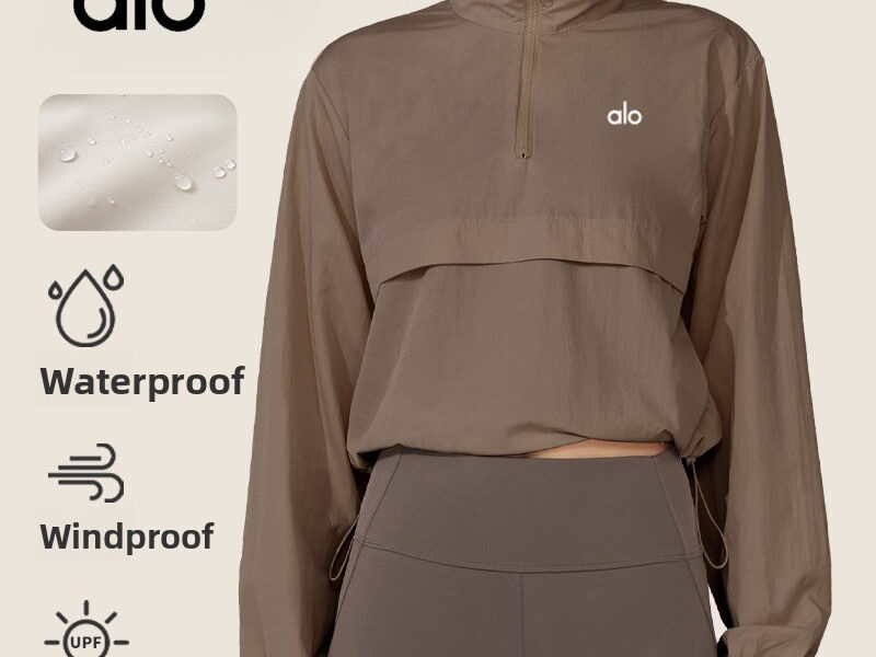 Alo Jaqueta À Prova De Vento Fina Casual Protetor Solar Yoga Wear Top Manga Comprida Esportiva Solta Feminina