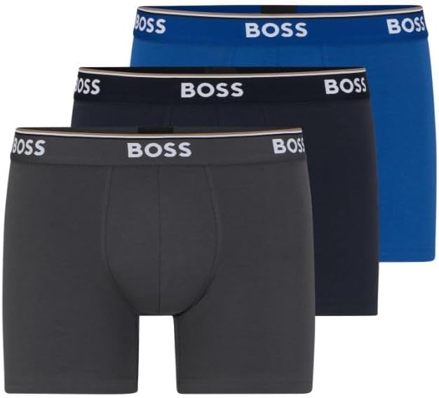 BOSS Pacote com 3 cuecas boxer masculinas de algodão elástico