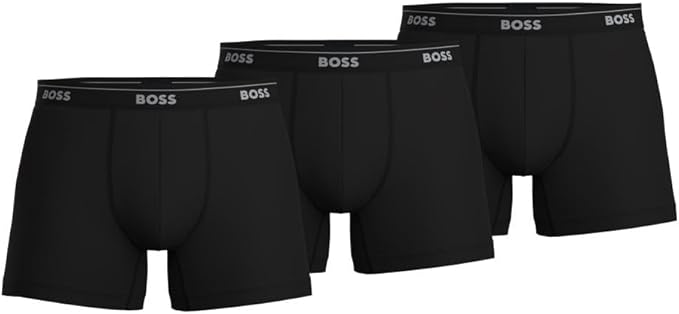 BOSS Pacote com 3 cuecas boxer masculinas de algodão elástico