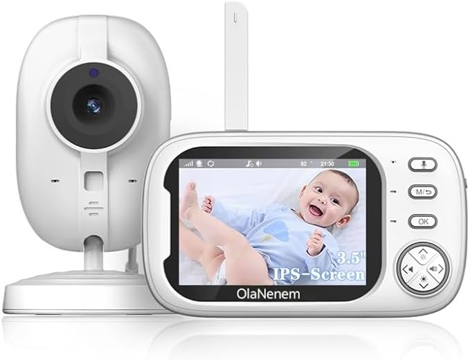 Babá Eletrônica Câmera sem Internet, Monitor de Bebê 3.5″ 720p, Áudio Bidirecional, Visão Noturna Automática, Zoom Digital 4x, VOX, Monitoramento de Temperatura, Canção de Ninar, Uso Interno