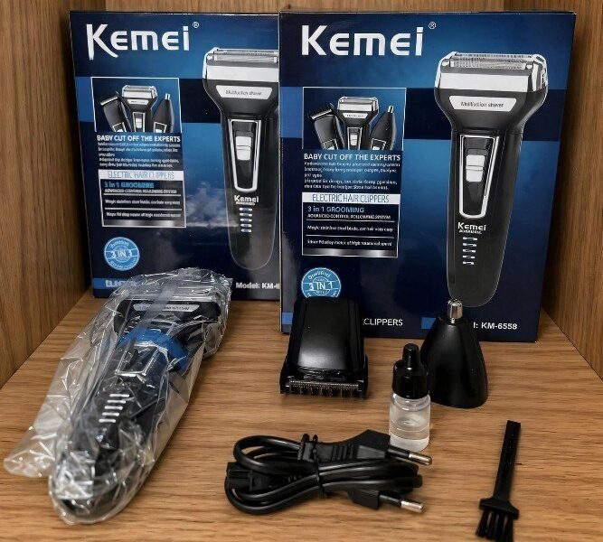 Barbeador E Cortador De Cabelo 3 Em 1 Kemei Km-6558