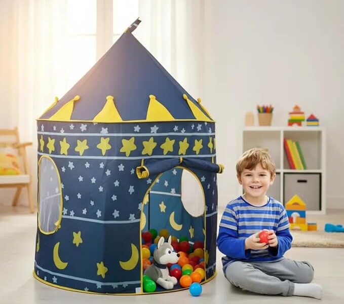 Barraca Infantil Cabana Infantil Menina E Menino Tenda Cabaninha Dobravel Castelo Das Princesas E Príncipes [ K-SELL IMPORTS ] (Azul)