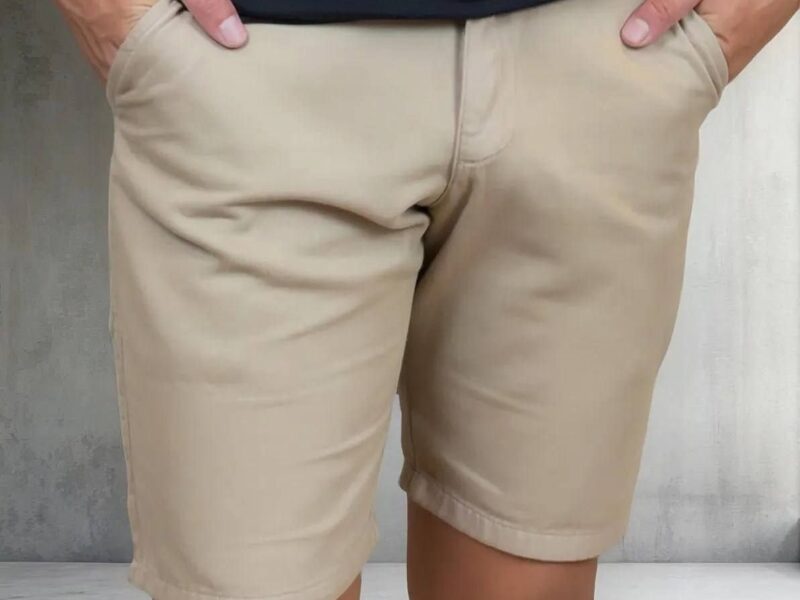 Bermuda Sarja Masculina Slim Chino Social Algodão 100% Vrn
