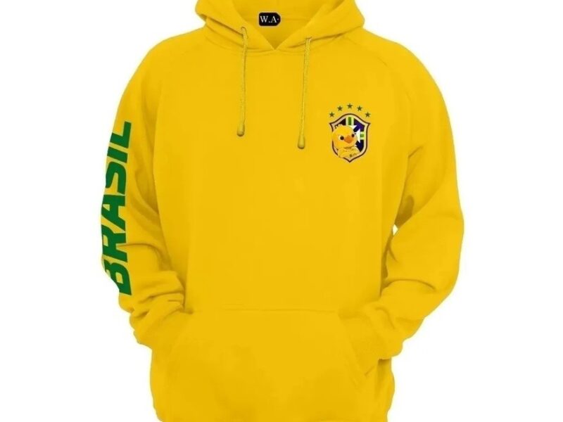 Blusa de frio do brasil moletom canguru torcedor brasileiro masculino e feminino unissex blusa com capuz e bolso