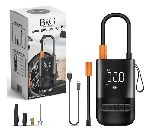 Bomba De Ar Elétrica B&G BG-N10 Digital USB-C 150 PSI