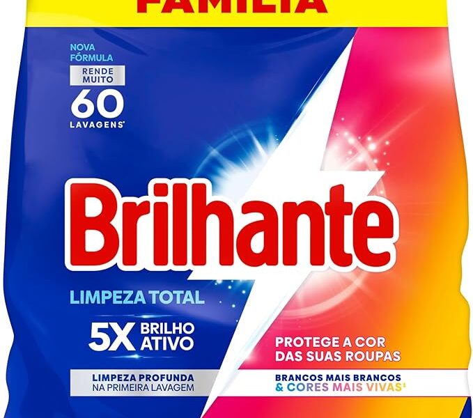 Brilhante Lava-Roupas Em Pó Roupas Brancas E Coloridas Limpeza Total Pacote Tamanho Família 4 Kg (Pacote De 1)