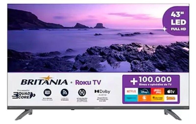 Britânia Smart TV 43 Polegadas Full HD B43CRA Roku TV LED HDR10 Dolby Áudio Wi-Fi Dual Band